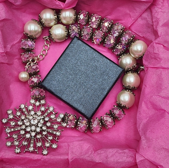 Custom Design Elegant Sparkle Statement Necklace + Earrings, NWOT - Picture 11 of 17